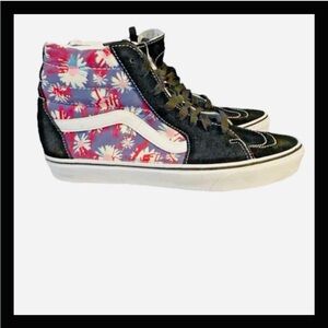 Vans Sk8 Hi Floral Black Suede Mens Size 10 Shoe Style 500714 Skate Sneakers EUC